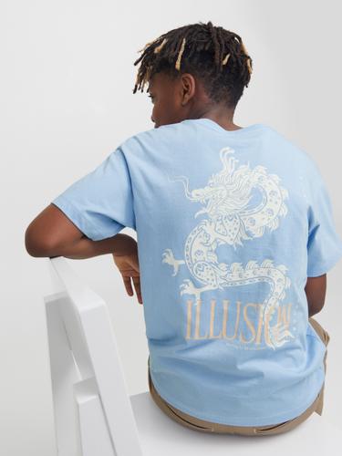 JJCHARGE PRINTED TEE SS CREW NECK JNR 152 Locker geschnitten - Chambray Blue