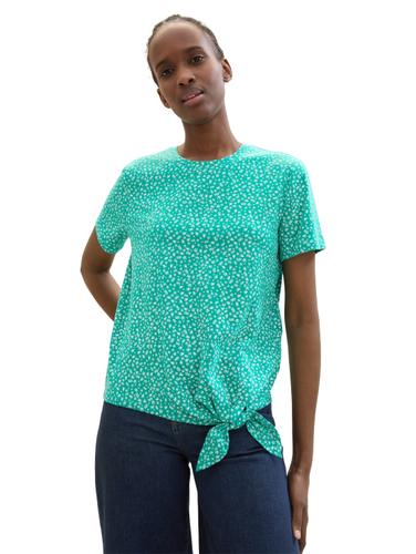 T-Shirt mit Knoten-Detail XS Regular Fit - Green Minimal Print