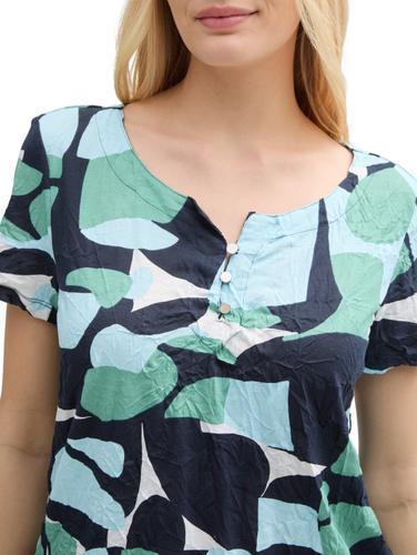 Crinkle T-Shirt mit Muster XXL Regular Fit - Green Dots And Shapes Design
