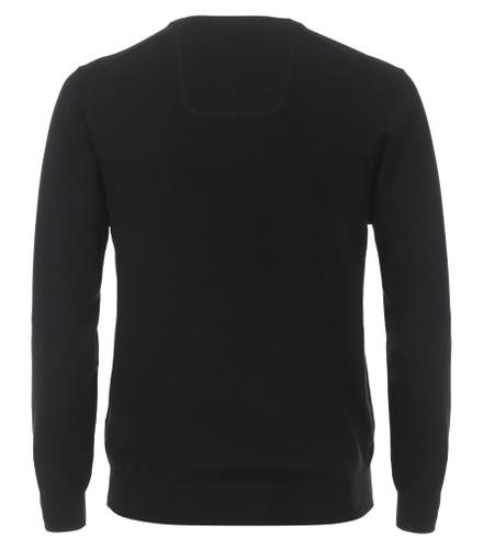 Pullover mit V-Ausschnitt uni 004430 XXL Basic Knitwear - Schwarz