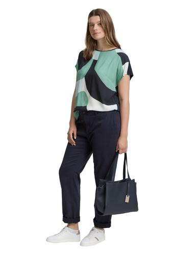 Plus Size - T-Shirt im Material-Mix 48 Regular Fit - Faded Green Abstract Flower