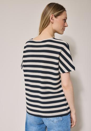 Gestreiftes Strukturshirt M - Light Alabaster White