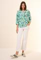 Gemusterte Leinenmix-Bluse L - Green Lagoon