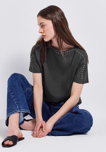 T-Shirt mit Nieten 36 - Granite Grey