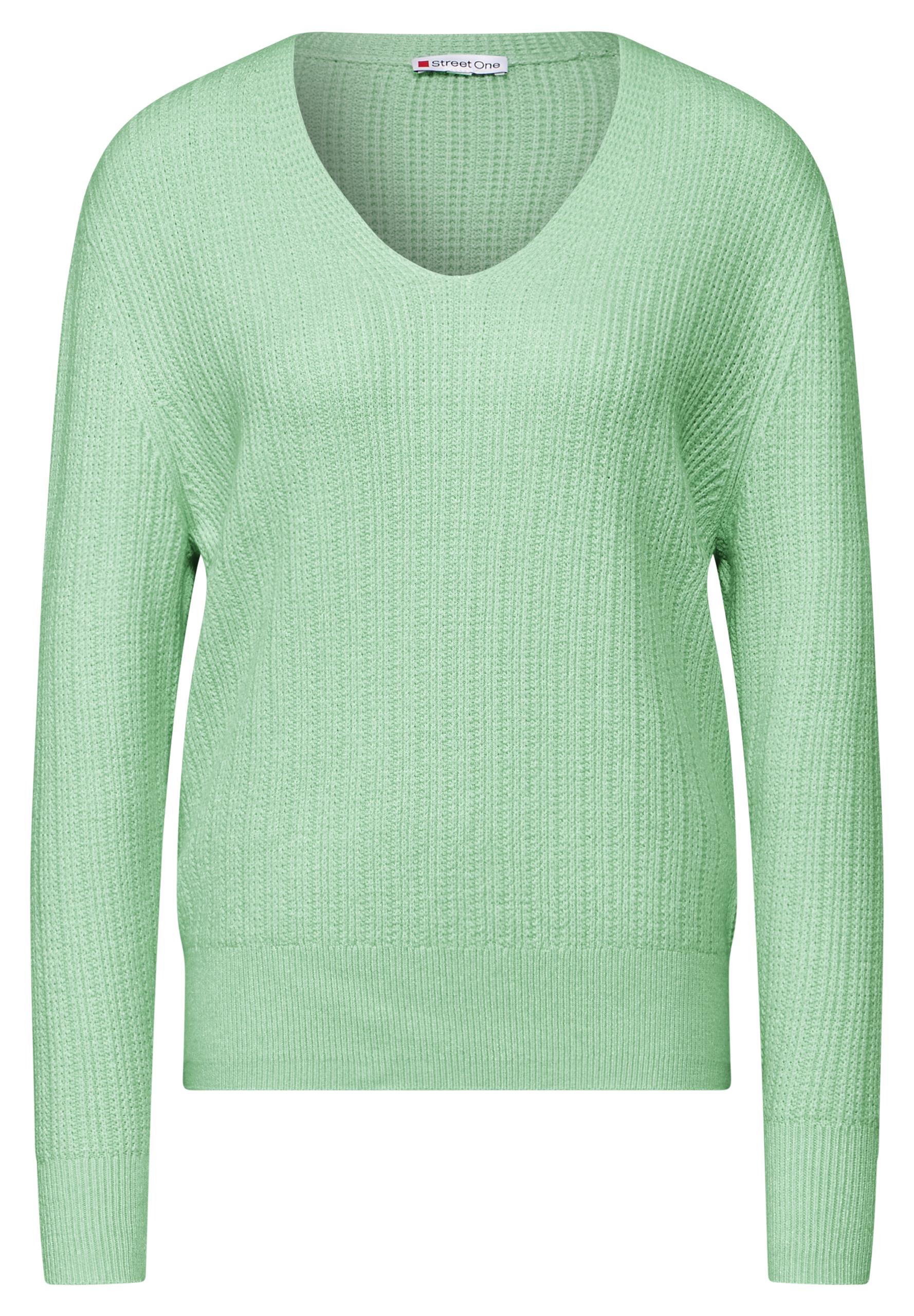 Kuscheliger V-Neck Pullover 36 - Milky Green Mel.