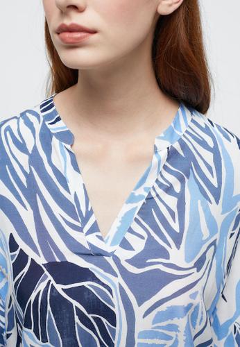 Bluse Viskose Langarm Blau 40/Langarm