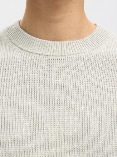 SLHDANE LS KNIT STRUCTURE CREW NECK NOOS S Normal geschnitten - Light Grey Melange