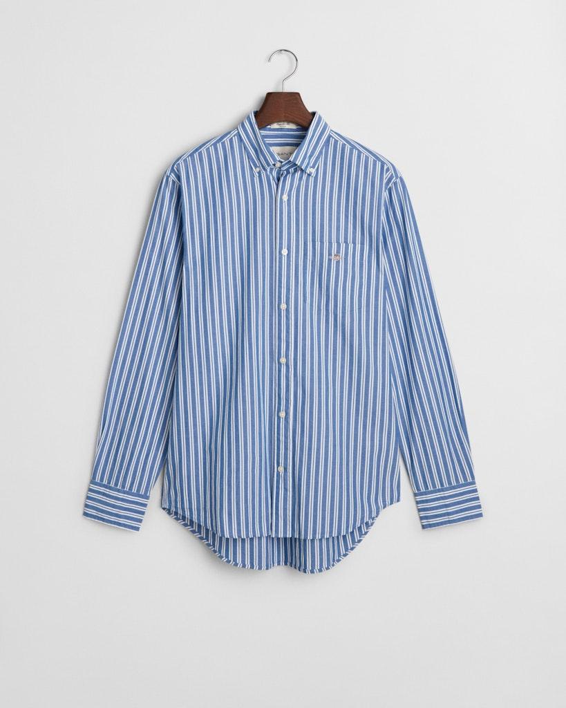Regular Fit Classic Popeline Hemd mit Streifen Blau XXL