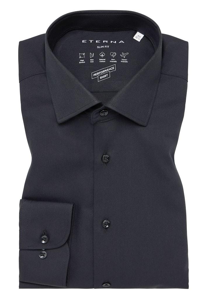 Performance Shirt Twill-Stretch Langarm Schwarz 38/Langarm - 67cm