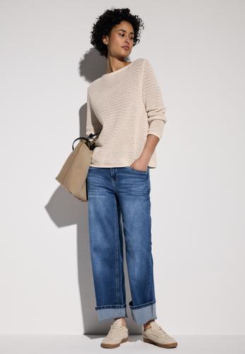 Pullover mit Lochmuster 42 - Lucid White