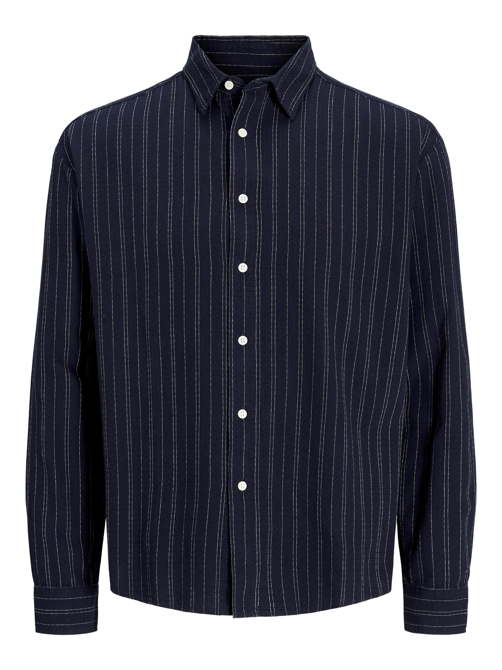 JORJAMES SPLIT STRIPE SHIRT LS L Locker geschnitten - Sky Captain
