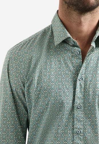 Shirt Stretch Allover Printed M Regular Fit - Seablue