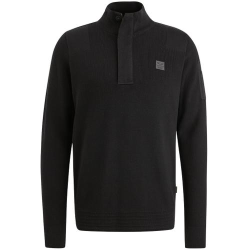 Half zip collar cotton knit Grau M