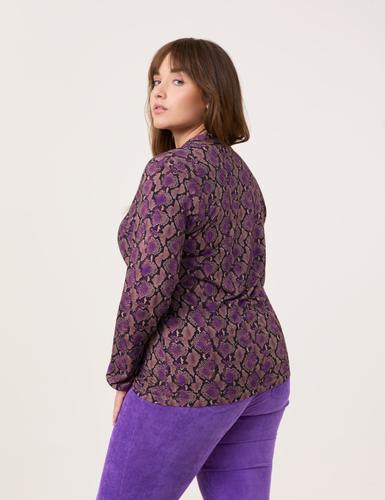 Langarmshirt mit farbigem Schlangenprint 46 Körpernahe Passform - Caramel Gemustert