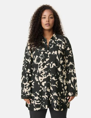 Longbluse aus Satin 50 Leger - Black Gemustert
