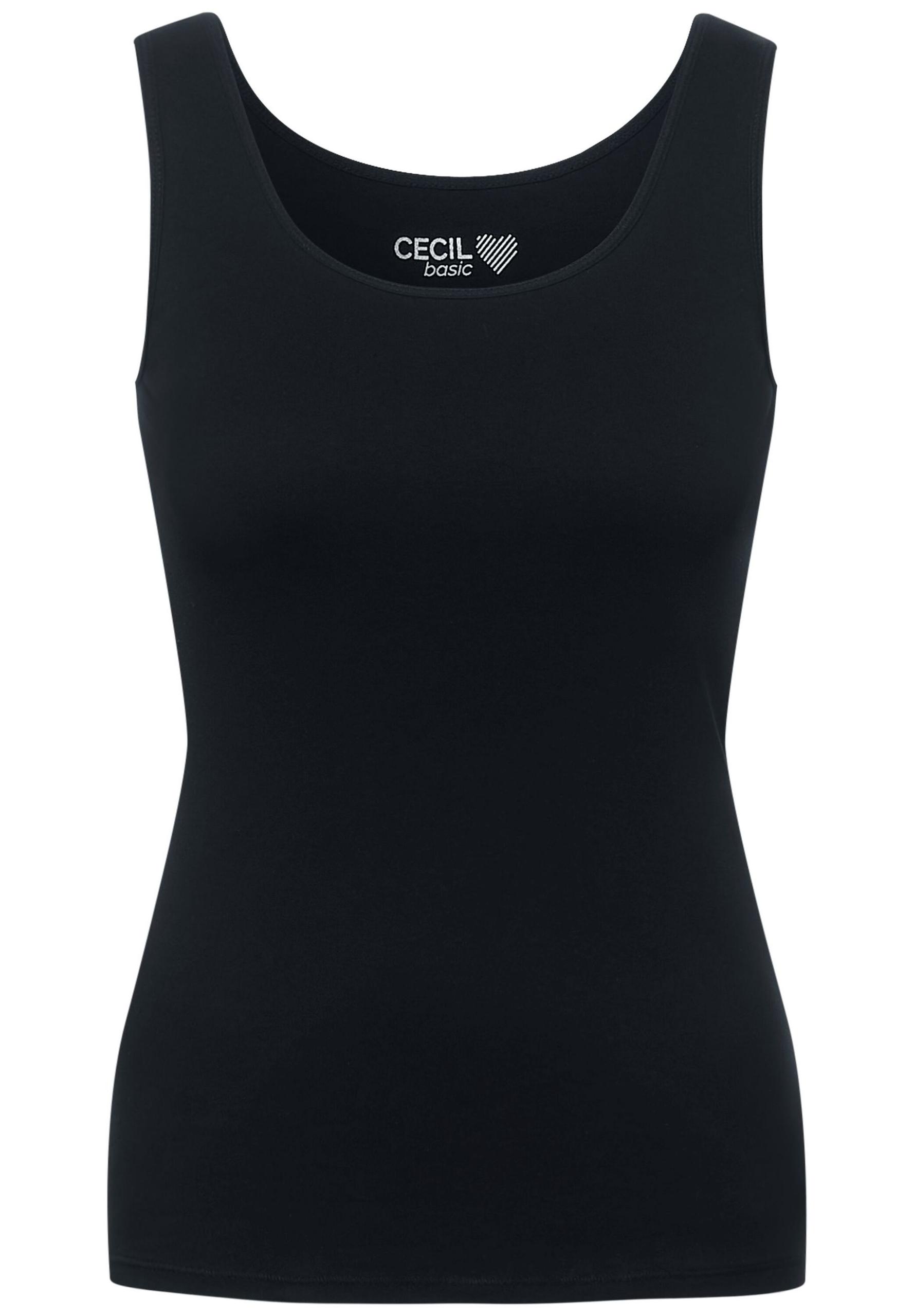 Top in Unifarbe - Schwarz / L