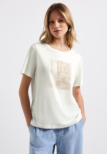 T-Shirt mit Frontprint Weiß 40