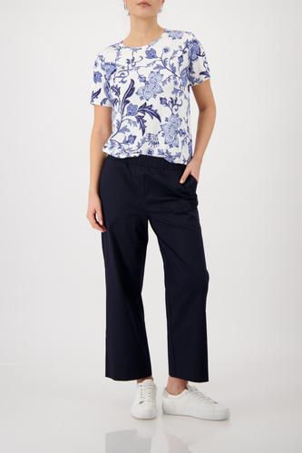 T-Shirt mit Blumenmuster 36 - Marine Gemustert