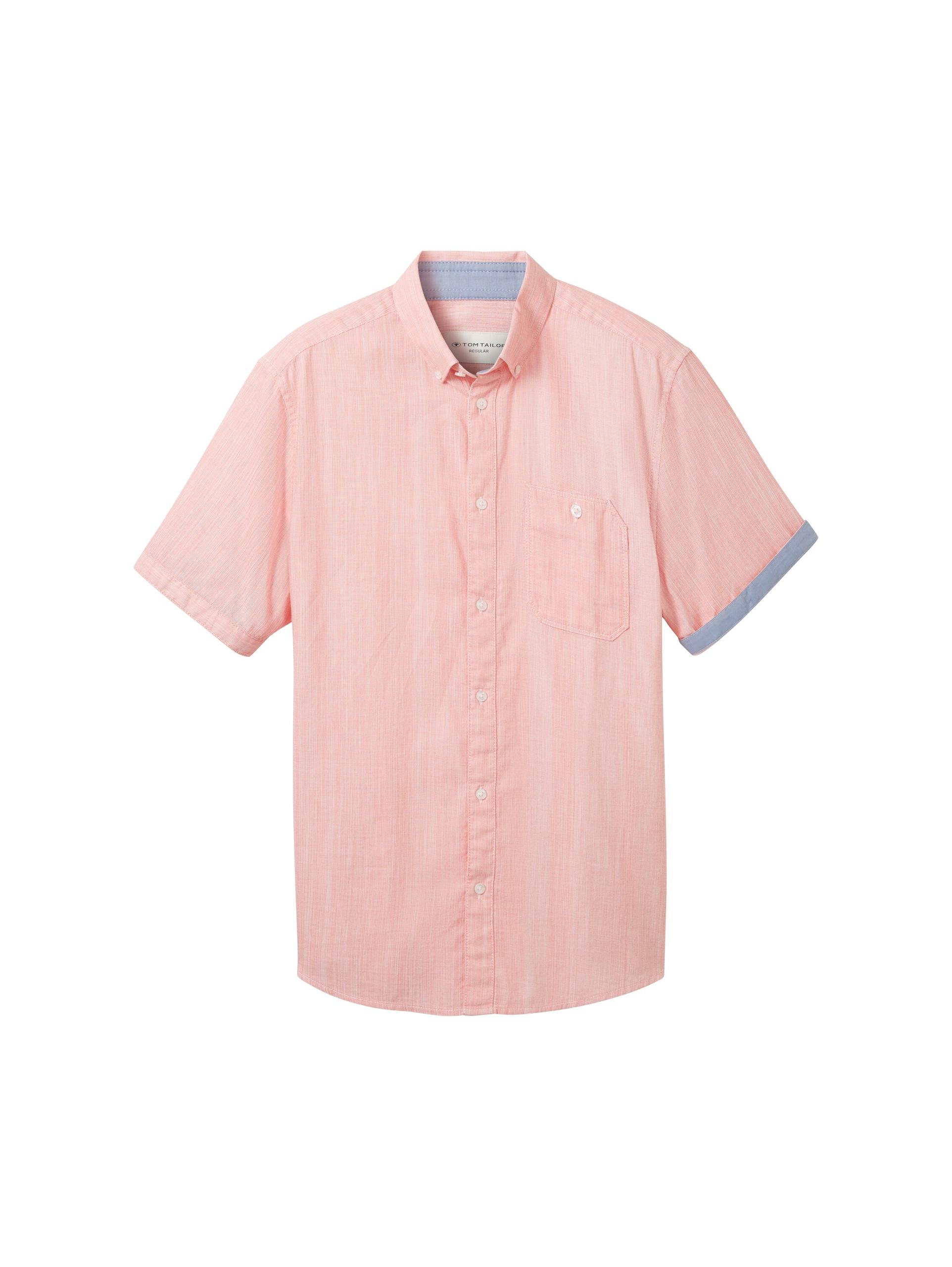 Chambray Kurzarmhemd XXL Regular Fit - Coral White Structure