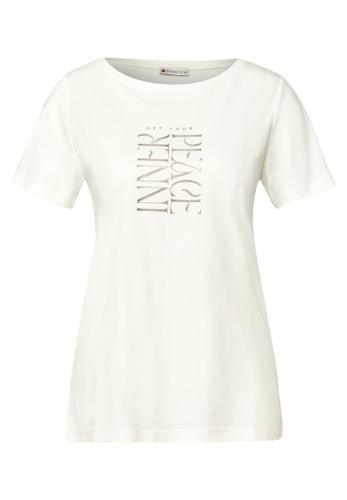 T-Shirt mit Wording Print Weiß 36