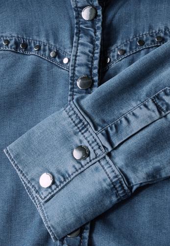 Jeansbluse mit Nieten 36 - Soft Mid Indigo