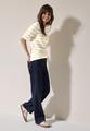 Gestreifter Strukturpullover L - Pearl Beige