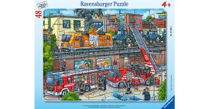 Rahmenpuzzle Feuerwehreinsatz an den Bahngleisen, 30-48 Teile