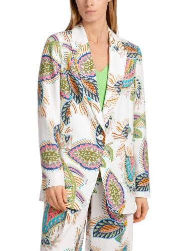 Körpernaher Blazer mit fancy Blattmotiv 40 - White
