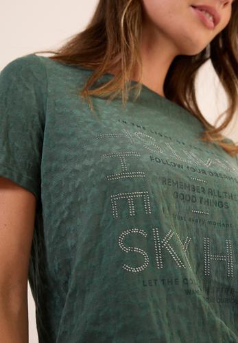 T-Shirt mit Schmucksteinen S - Dark Balmy Khaki