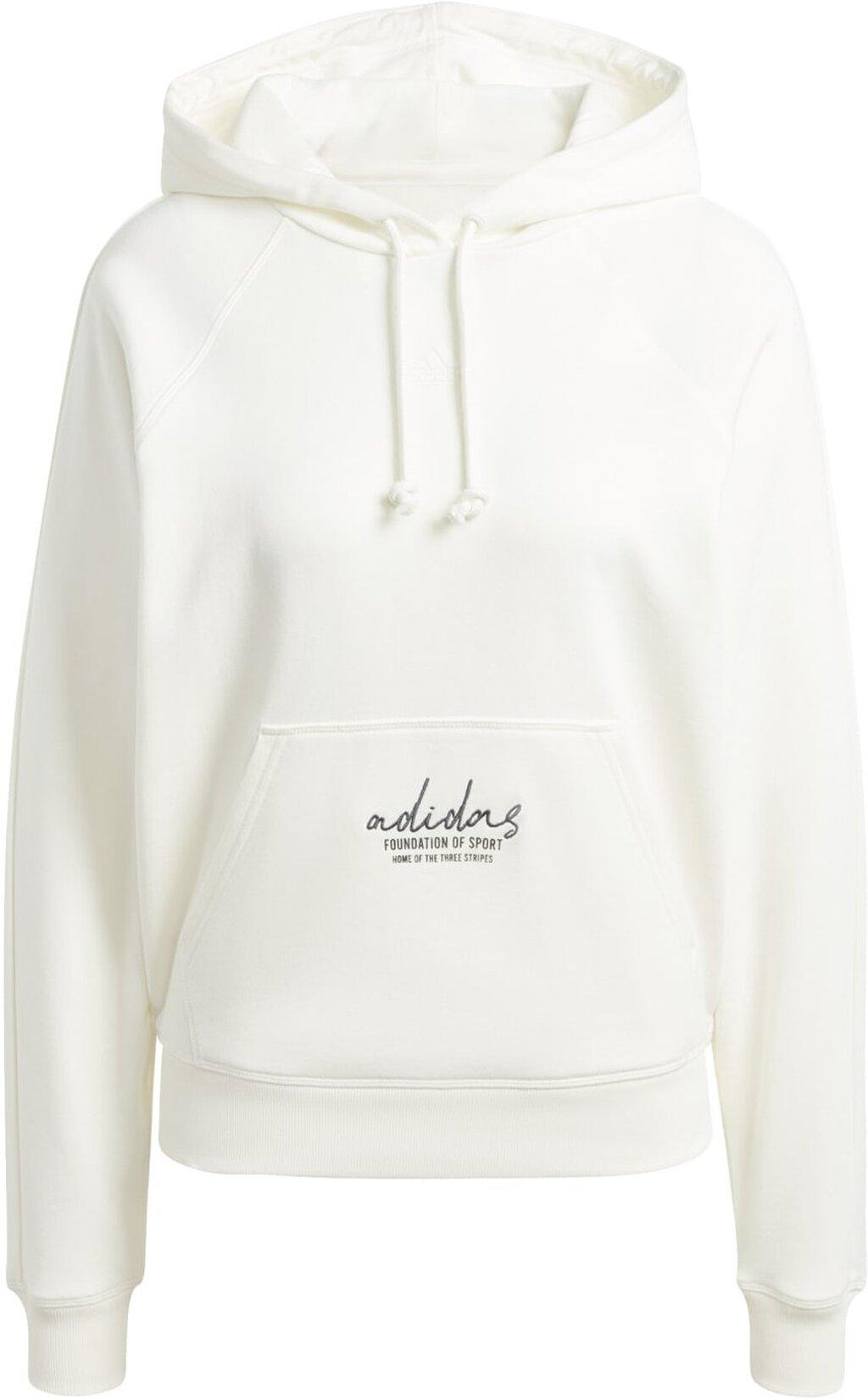 ADIDAS Damen Kapuzensweat Signature Graphic Embroidery French Terry Loose M in Weiß