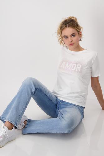 T-Shirt mit Strasssteinen 40 - Off-white