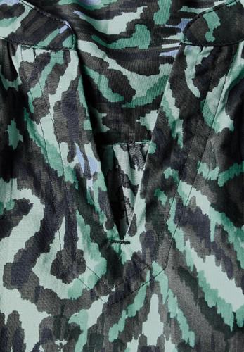 Bedruckte Baumwollbluse L - Slate Khaki