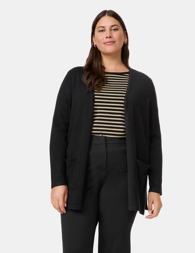 Lange Basic-Strickjacke 46 Figurumspielend - Black