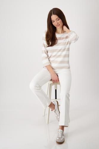 Ringel-Sweatshirt mit Pailletten 38 - Warm Sand Ringel