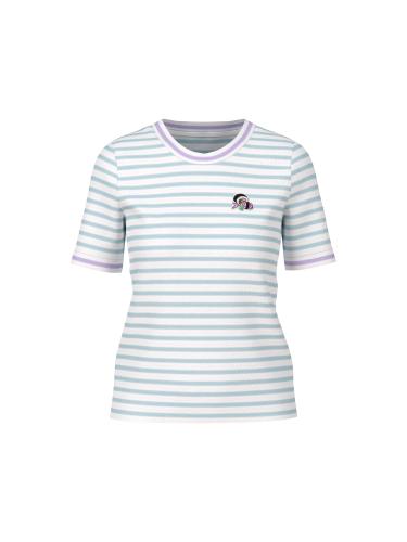 Geringeltes Rippen-T-Shirt 40 - Soft Sky Blue