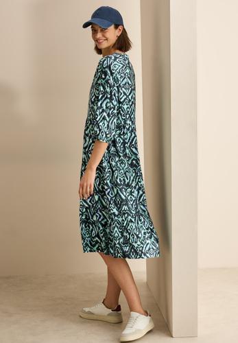 Gemustertes Volant-Kleid L - Slate Khaki