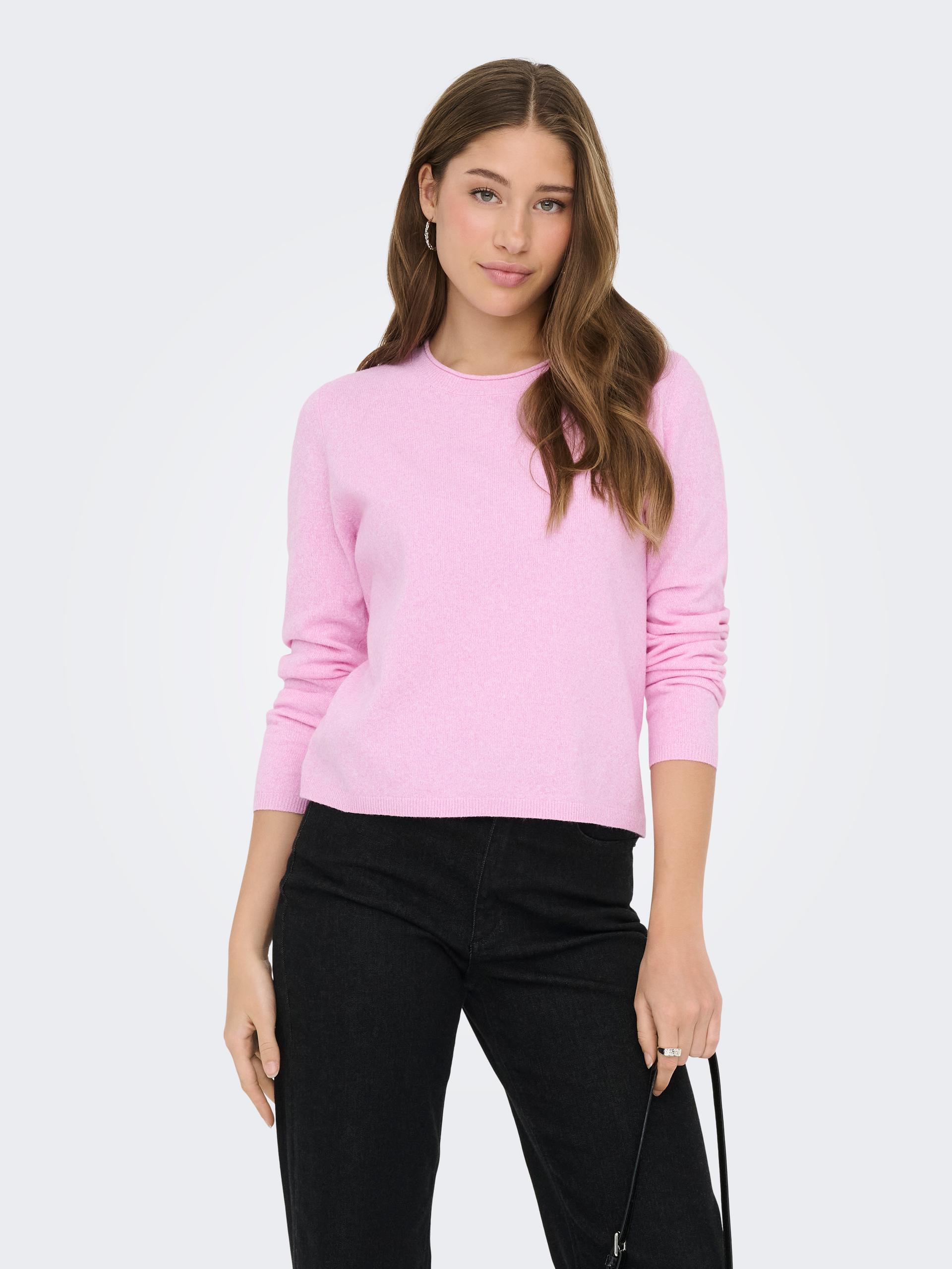 ONLLOYAL LS ONECK KNT NOOS XL Knit Fit - Super Pink