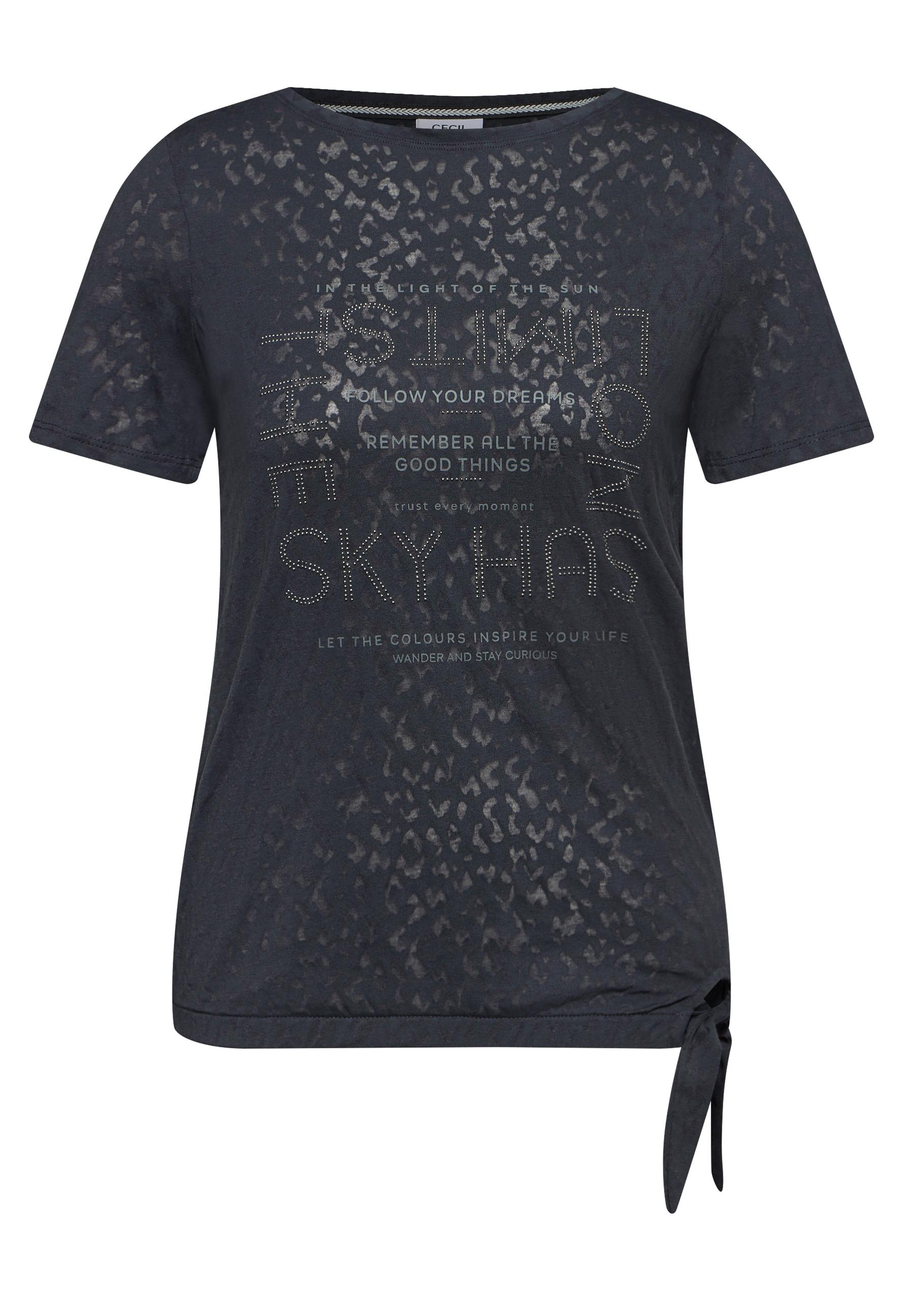 T-Shirt mit Schmucksteinen L - Volcanic Grey