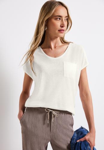 Leinen-Look T-Shirt 36 - Off White