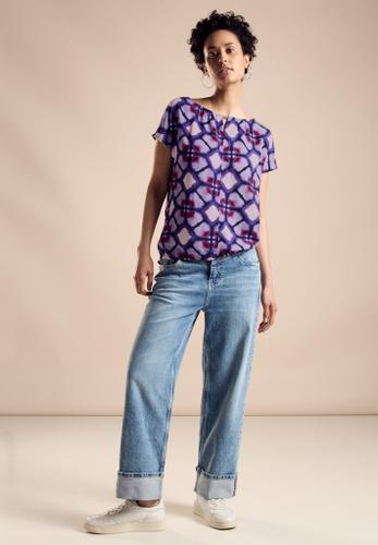 Print Materialmix T-Shirt Violett 42