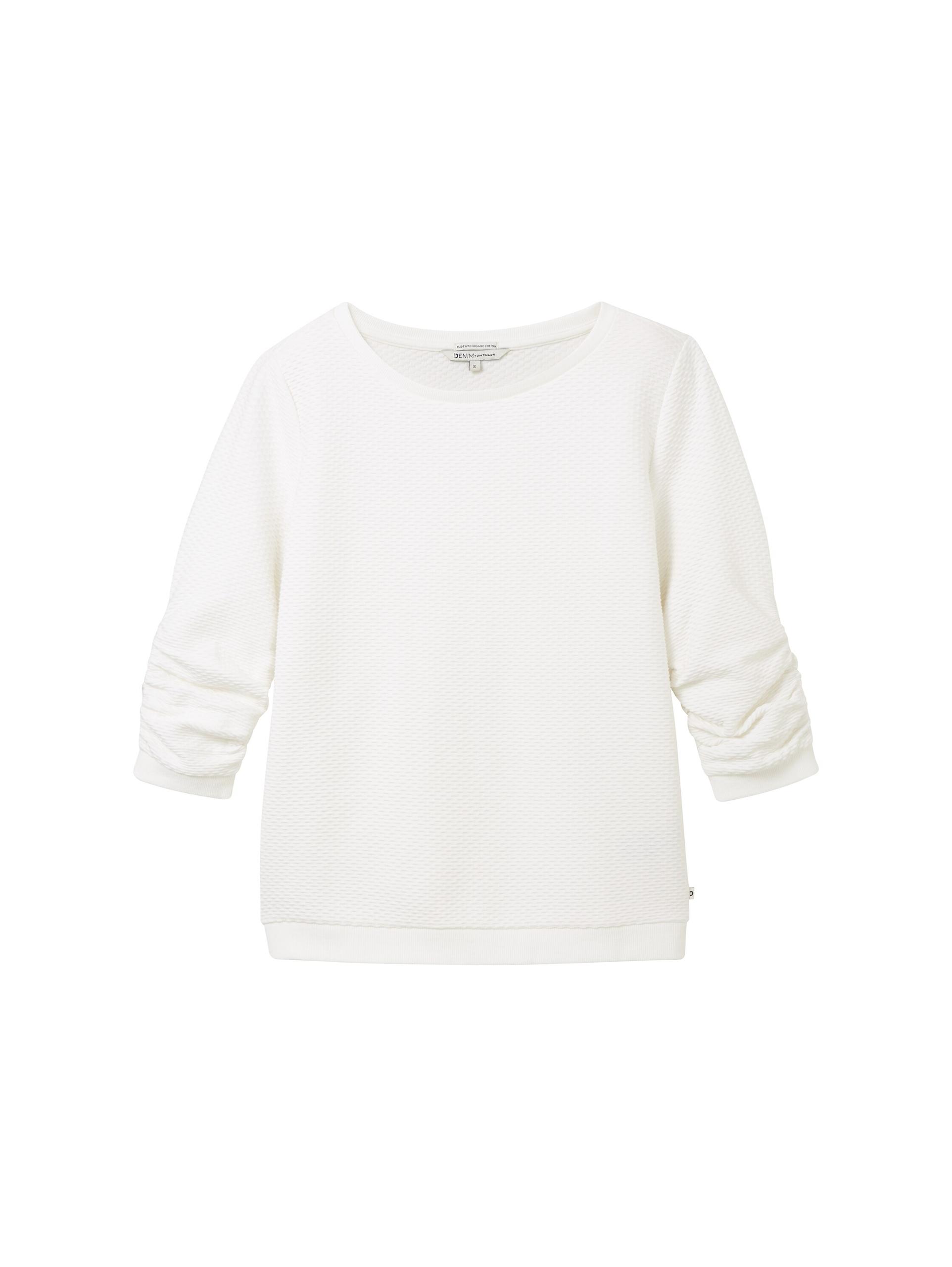 Sweatshirt mit Raffungen L Slim Fit - Off White
