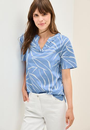 Gemusterte Baumwollbluse S - Deep Pastel Blue