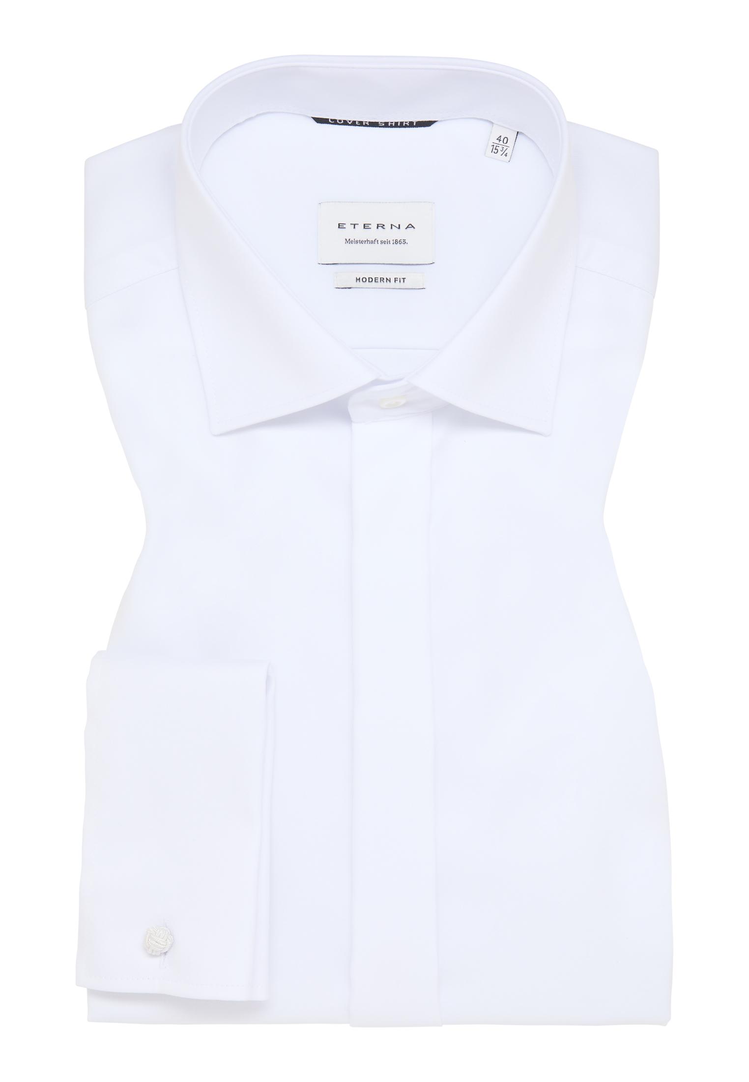 Cover Shirt Twill Langarm 40/Langarm - 65cm MODERN FIT - Weiß