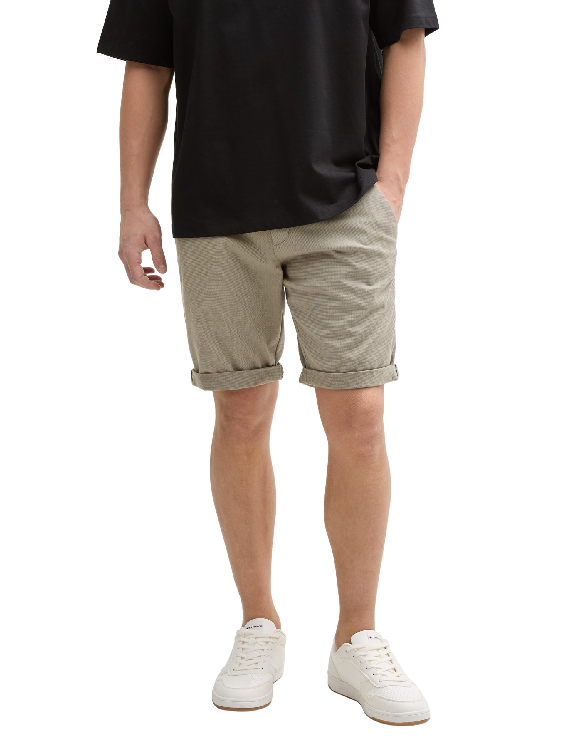 Regular Fit Chino Shorts mit Gürtel XXL Regular Fit - Olive Mini Houndstooth