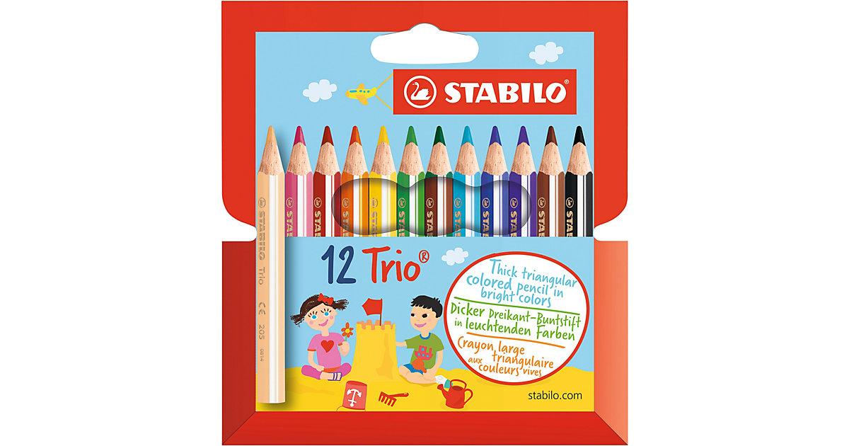 Dreikant-Buntstifte Trio dick kurz, 4,2 mm, 12 Farben mehrfarbig
