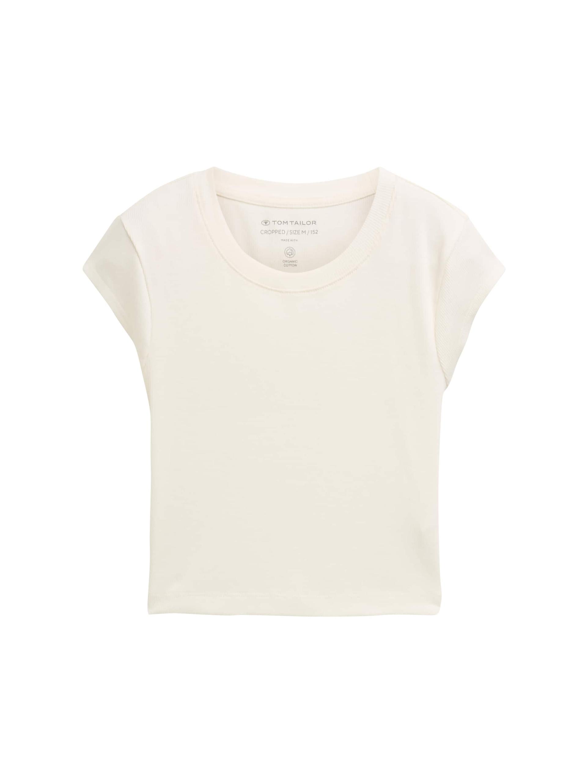 Cropped Ripp T-Shirt 152 Cropped Fit - Wool White