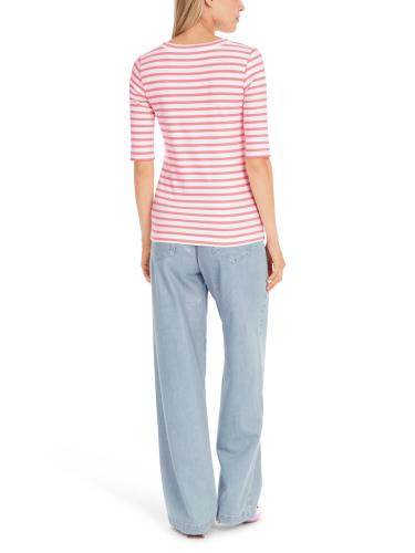 Ringel-T-Shirt aus Baumwoll-Ripp 36 - Bright Candy Pink