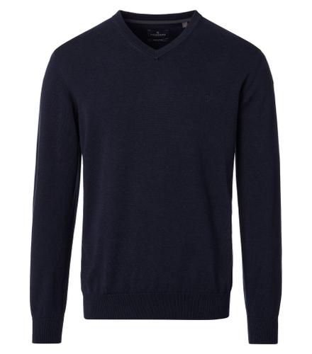 Pullover mit V-Ausschnitt uni 004430 M - Blau
