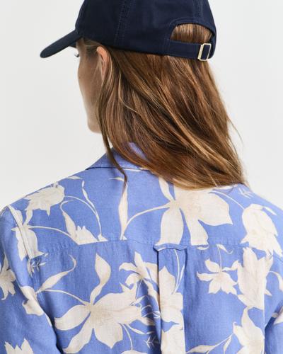 Hemdblusenkleid aus Leinen mit Blumen-Print 36 - Perfect Blue