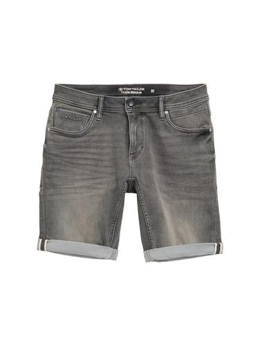 TTJOSH REGULAR SLIM Jeans Shorts mit Superstretch 33 Slim Fit - Used Light Stone Grey Denim